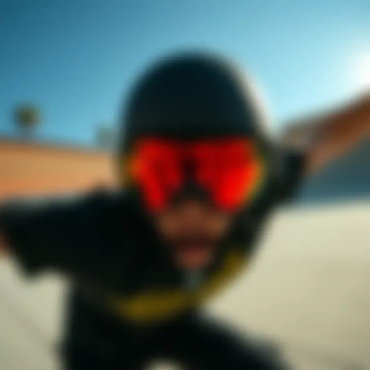 Heatwave Lazer Lenses in Action Showcasing Heatwave Lazer lenses in a dynamic skateboarding setting