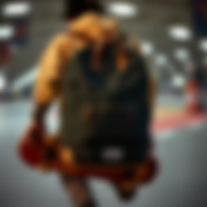 Functionality in Motion: Herschel and Skateboarding Herschel backpack in a skateboarding setting, highlighting functionality