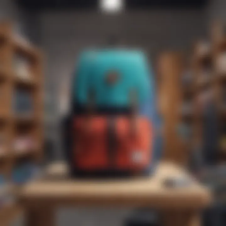 An open Herschel Colorblock Backpack revealing its spacious interior and organized compartments.