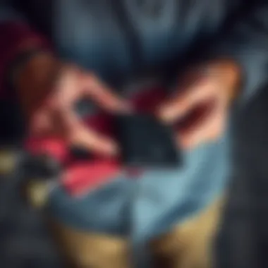 Practical Functionality of Herschel Wallets User displaying the practical functionality of a Herschel wallet