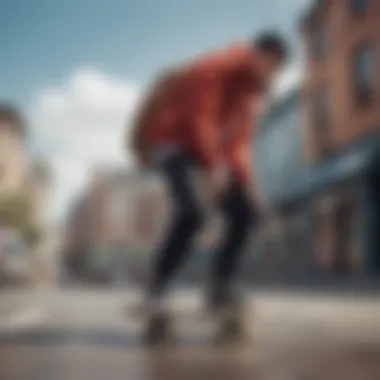 Skateboarder wearing a Herschel windbreaker in an urban setting