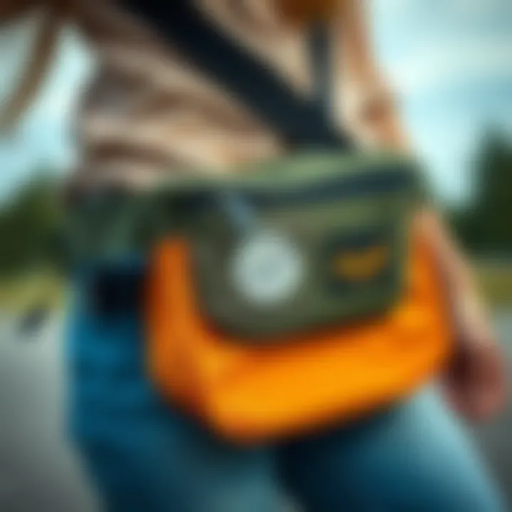 Practical Features of the Herschel Fanny Pack Close-up view highlighting practical features of the fanny pack