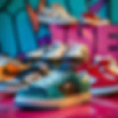 Prominent Skate Shoe Brands Display of leading skate shoe brands on a vibrant backdrop