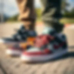 Evolution of skate shoes showcasing various designs