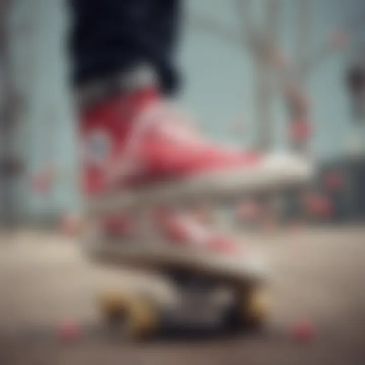 High-top Converse sneakers on a skateboard