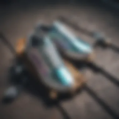 Accessories with Holographic Vans Old Skool Flat lay of Holographic Vans Old Skool with accessories