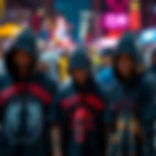 A vibrant display of hood graphic tees showcasing various artistic designs