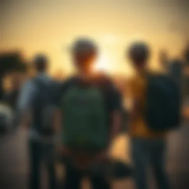 Skateboarders and Their Gear Skateboarders enjoying their day with JanSport packs slung over their shoulders.