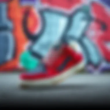 Lakai Manchester in Urban Culture Lakai Manchester skate shoes displayed against a graffiti backdrop