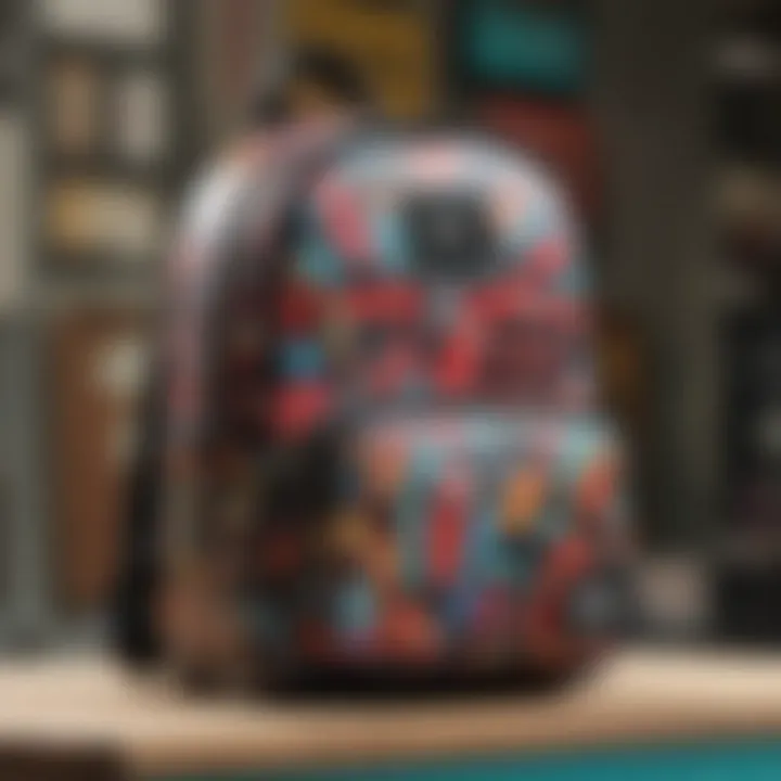 Close-up of the Loungefly micro mini backpack's design