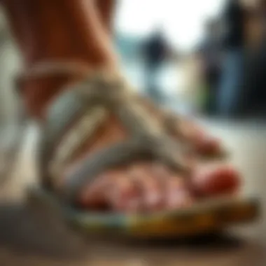 Intricate Design and Craftsmanship of Metal Mulisha Sandals Close-up of Metal Mulisha sandal design and detailing