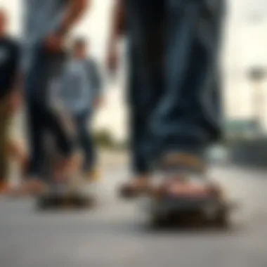 Perfect Blend of Functionality and Style for Skateboard Enthusiasts Group of skateboarders wearing Metal Mulisha sandals