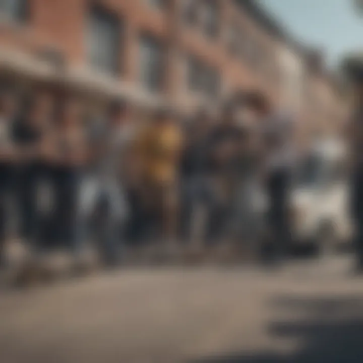 A group of diverse skateboarders celebrating their Vans purchases