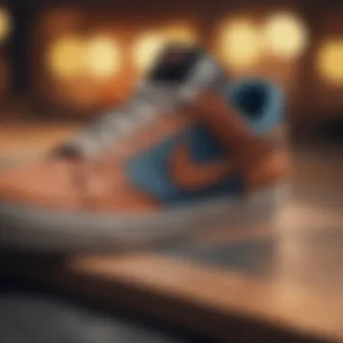 Close-up of Nike skateboard shoes on a skateboard