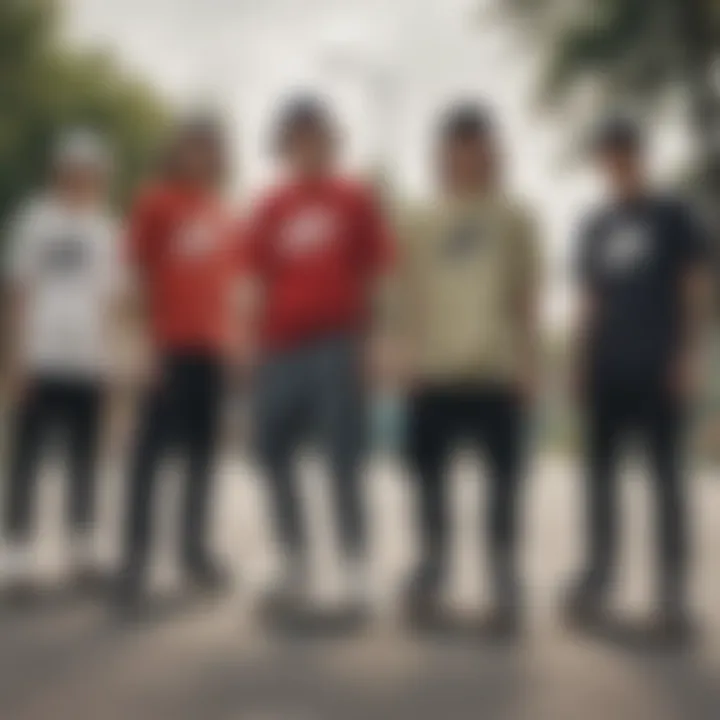 Group of skateboarders wearing Nike apparel in a skatepark