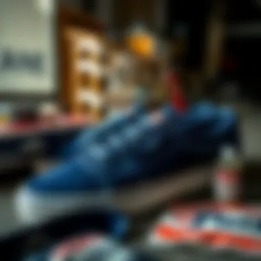 Caring for Your Navy Blue Velcro Vans: Essential Maintenance Tips Maintenance kit alongside navy blue Velcro Vans indicating care tips