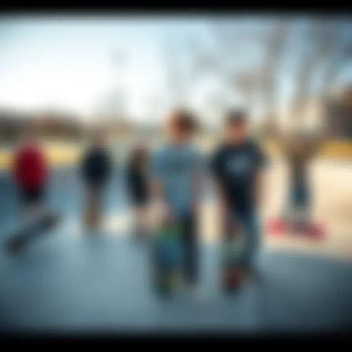 Skateboarding Community with Neff Boards Group of skateboarders enjoying a session at a skate park with Neff skateboards