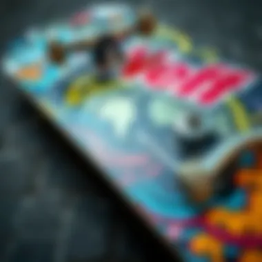 Artistic Deck Graphics on Neff Skateboards Close-up view of Neff skateboard deck design and graphics