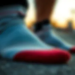 Close-up view of the fabric texture of New Balance cotton socks