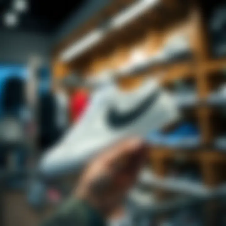 Retail Presence and Branding Impact Nike Blazer Low 77 Youth on display in a retail environment