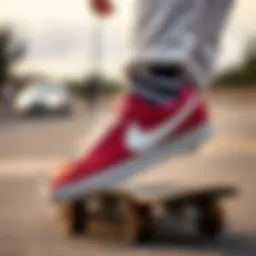 Dynamic view of Nike Blazer Low 77 Youth on skateboard