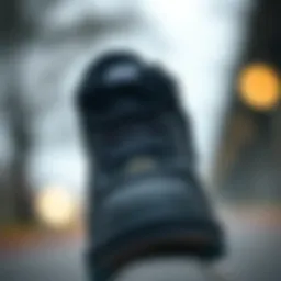 Close-up of Nike Hightop Black showcasing unique design elements