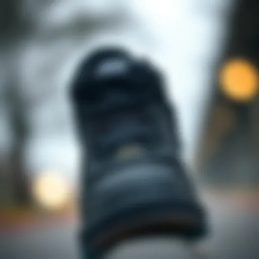 Close-up of Nike Hightop Black showcasing unique design elements