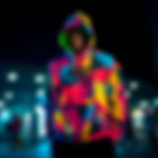 A vibrant Nike hoodie showcasing the all-over design in a stylish setting