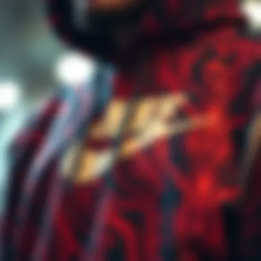 Close-up of the intricate patterns on the Nike hoodie, highlighting its unique design