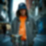 Stylish display of the Nike oversized zip up in an urban setting