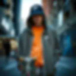 Stylish display of the Nike oversized zip up in an urban setting