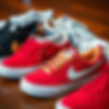 Group of various Nike SB models including the Heritage Vulc Red for comparison