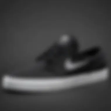 Profile View of Nike SB Janoski Black Stylish profile view of the Nike SB Janoski Black showcasing its sleek design.