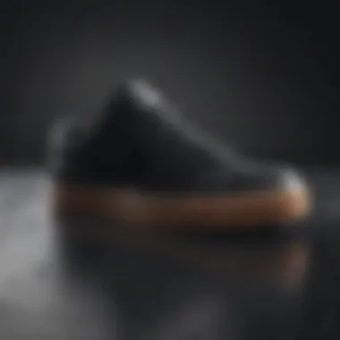 Close-up of the materials used in black Nike shoes