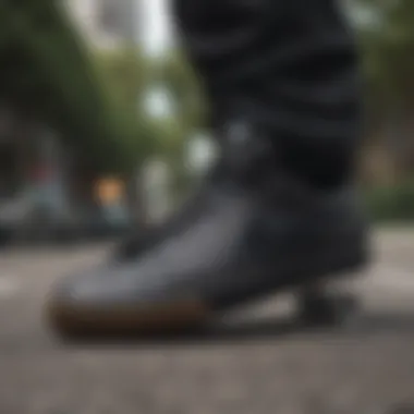 Sleek Design of Black Nike Shoes for Skaters Stylish black Nike shoes designed for skateboarding