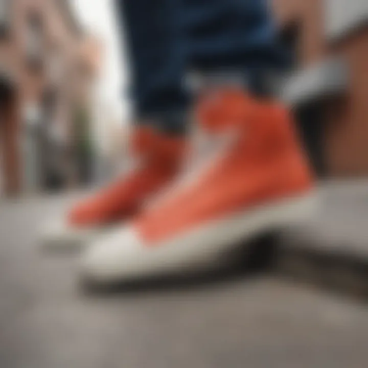 Skateboarder wearing Nike Zoom Blazer Mid Premium in an urban environment