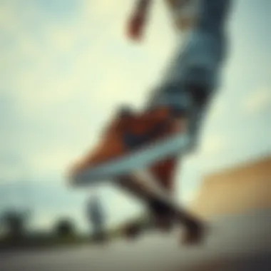 Skateboarding with Nike Zoom Blazer Mid A skateboarder performing tricks wearing the Nike Zoom Blazer Mid.