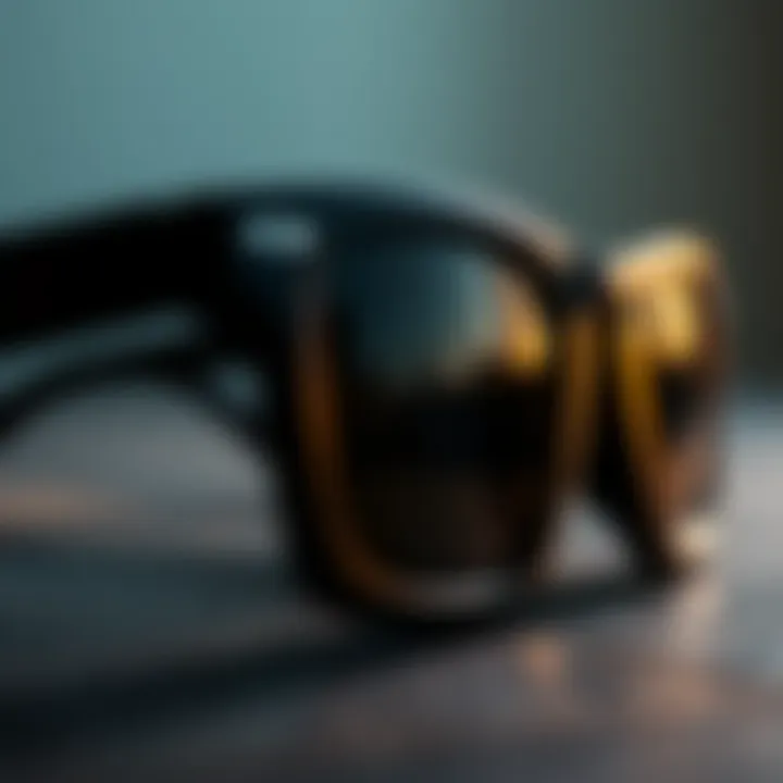 Detailing the Craftsmanship of Oakley Shades Close-up of Oakley black shades showcasing design and technology