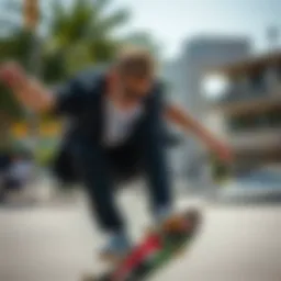Stylish skater wearing Oakley black shades performing a trick