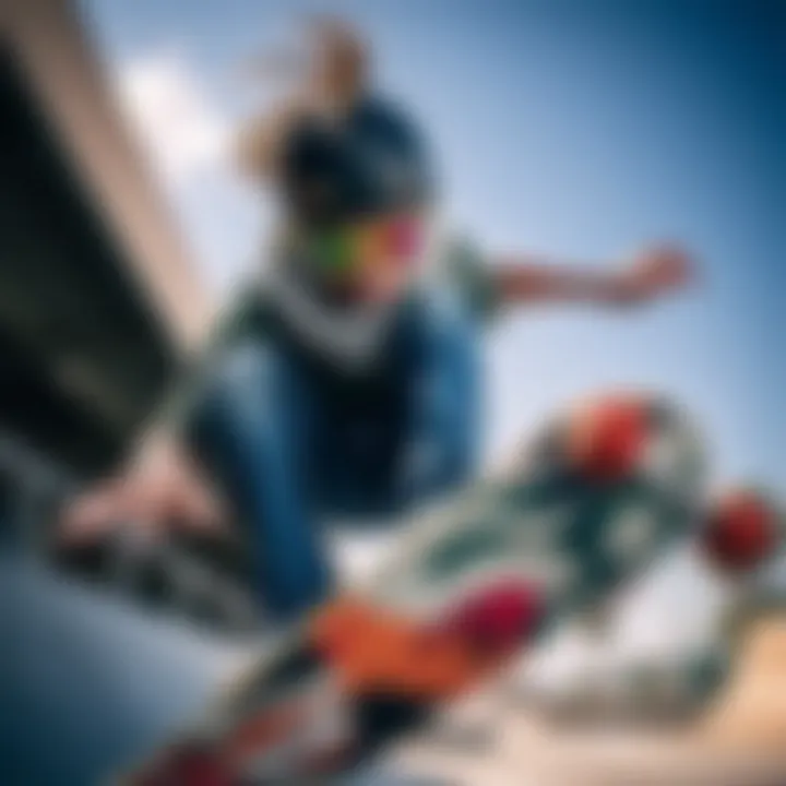 Skateboarder with Oakley Holbrook A skateboarder wearing Oakley Holbrook Sapphire Prizm while performing a trick.