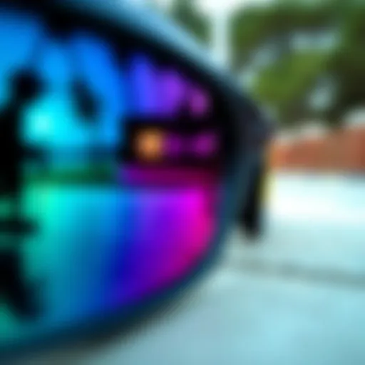 Close-up view of Oakley Ridgeline lenses showcasing their clarity and color enhancement.