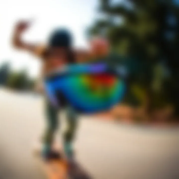 Skateboarder Utilizing Oakley Ridgeline Lenses A dynamic shot of a skateboarder wearing Oakley Ridgeline lenses during an outdoor skate session.