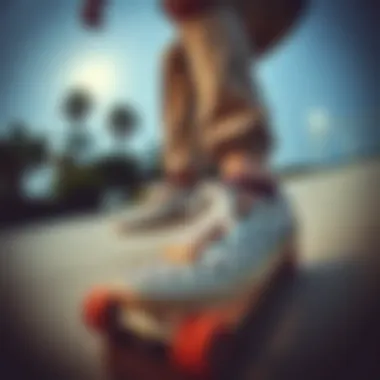 Skateboarder showcasing Old Skool Rainbow Checkerboard Vans in action