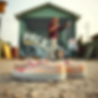 Vintage advertisement featuring Old Skool Rainbow Checkerboard Vans