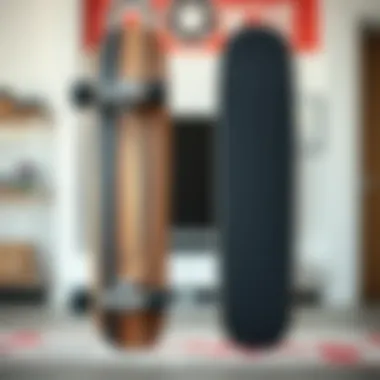 Comparison of the Ookkie Skateboard with Competitor's Model Side view comparison of the Ookkie skateboard against a competitor's model