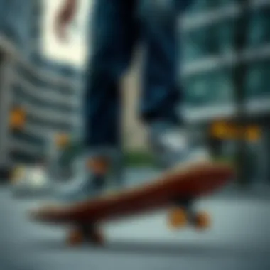 A skateboarder in action wearing Vans shoes in an urban setting