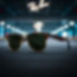 Elegant display of Ray-Ban Clubmaster Black Gold sunglasses highlighting their distinctive design.