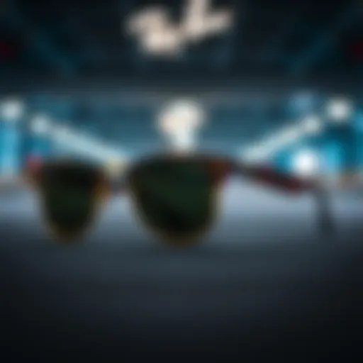 Elegant display of Ray-Ban Clubmaster Black Gold sunglasses highlighting their distinctive design.