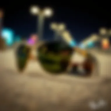 Cultural Impact in Skateboarding Illustration of the cultural impact of Ray-Ban Clubmaster Black Gold sunglasses within skateboarding culture.