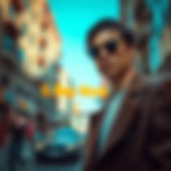 Urban Fashion with Clubmaster Black Gold A fashionable individual wearing Ray-Ban Clubmaster Black Gold sunglasses in a vibrant urban setting.